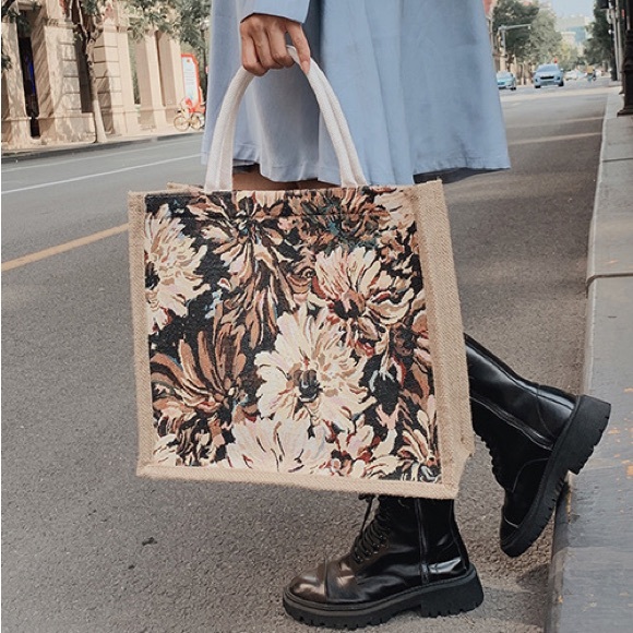 Handbags - Floral Jacquard Handbag (Last one)